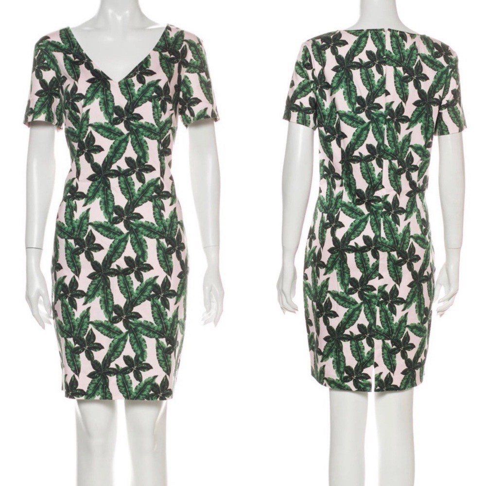 St. John Spring 2018 Tropical Palm Leaf Sheath Dress Size 8 - Picture 2 of 10